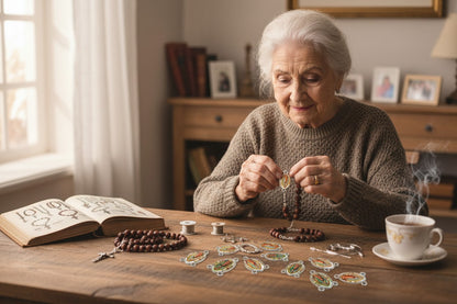Our Lady of Guadalupe Rosary Centerpiece Rosary Parts with a Color Image