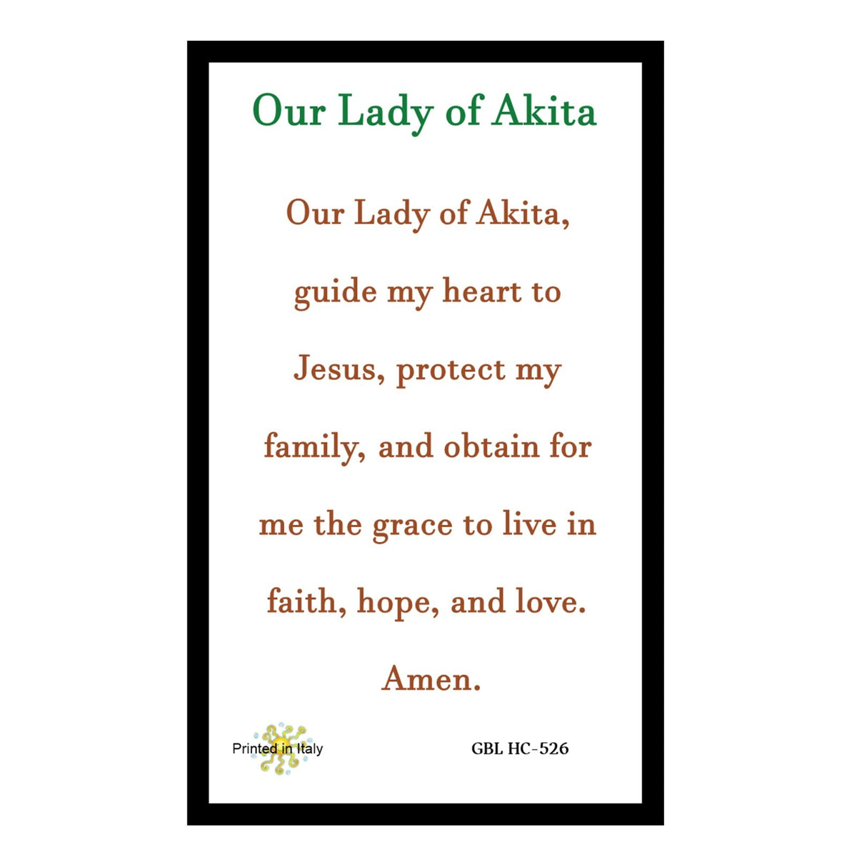Our Lady of Akita Catholic Candle | Prayer, Peace, and Protection