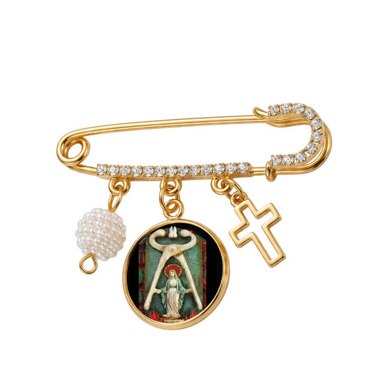 Saint Apollonia Patron Saint of Dentist Gold-Tone Saint Medal Safety Pin Brooch