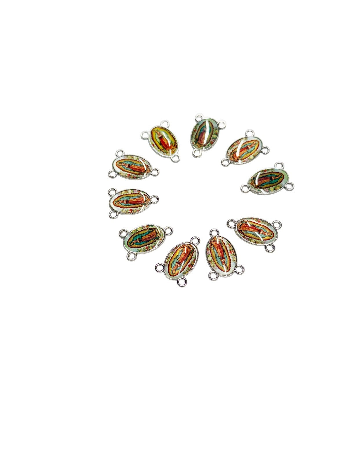 Our Lady of Guadalupe Rosary Centerpiece Rosary Parts with a Color Image