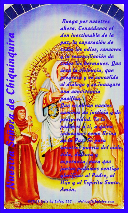 Our Lady of the Rosary of Chiquinquirá LED Acrylic Pillar Candle with Flickering Flame Battery Operated great for places where an open flame is not allowed hospitals nursing homes dorms-Batteries included