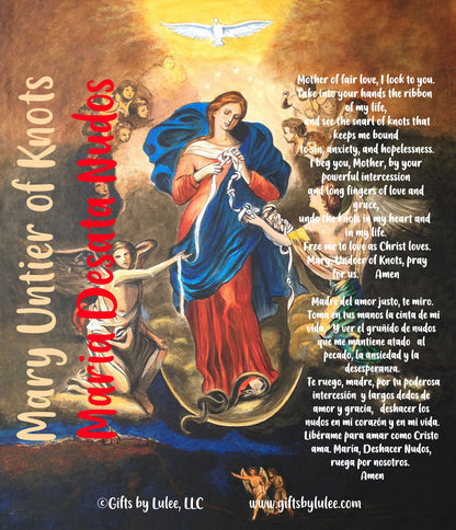 Our Lady of Knots La Virgen Desatanudos LED Acrylic Pillar Candle with Flickering Flame Battery Operated great for places where an open flame is not allowed hospitals nursing homes dorms-Batteries included