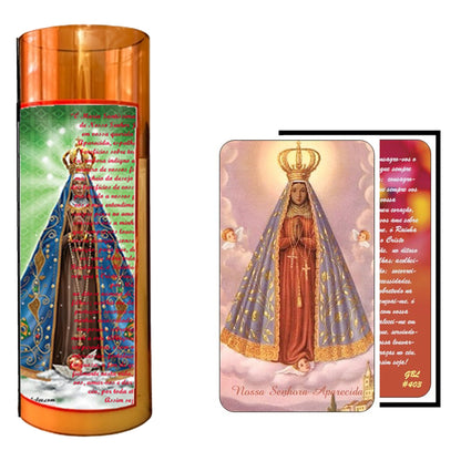 Nuestra Señora Aparecida Flameless LED Acrylic Pillar Candle with Flickering Flame Battery Operated great for places where an open flame is not allowed hospitals nursing homes dorms-Batteries included