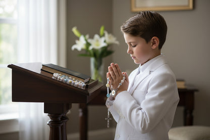 Sacred Day Keepsake Rosary – Communion Day Rosary Personalized with Your Loved One’s Name