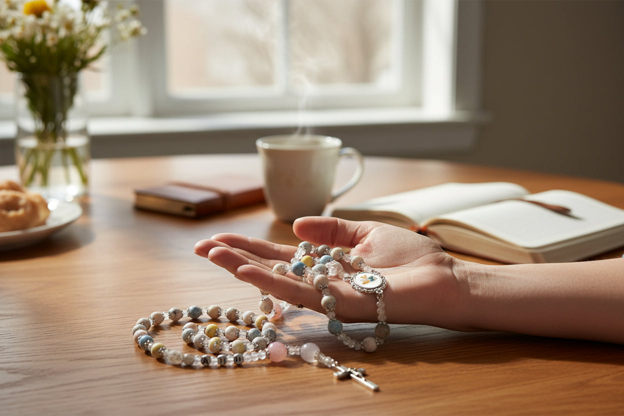 Sacred Day Keepsake Rosary – Communion Day Rosary Personalized with Your Loved One’s Name