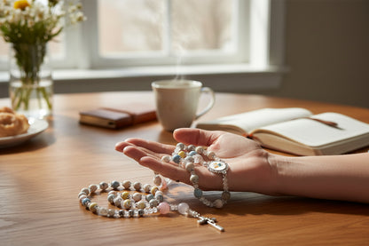 Sacred Day Keepsake Rosary – Communion Day Rosary Personalized with Your Loved One’s Name