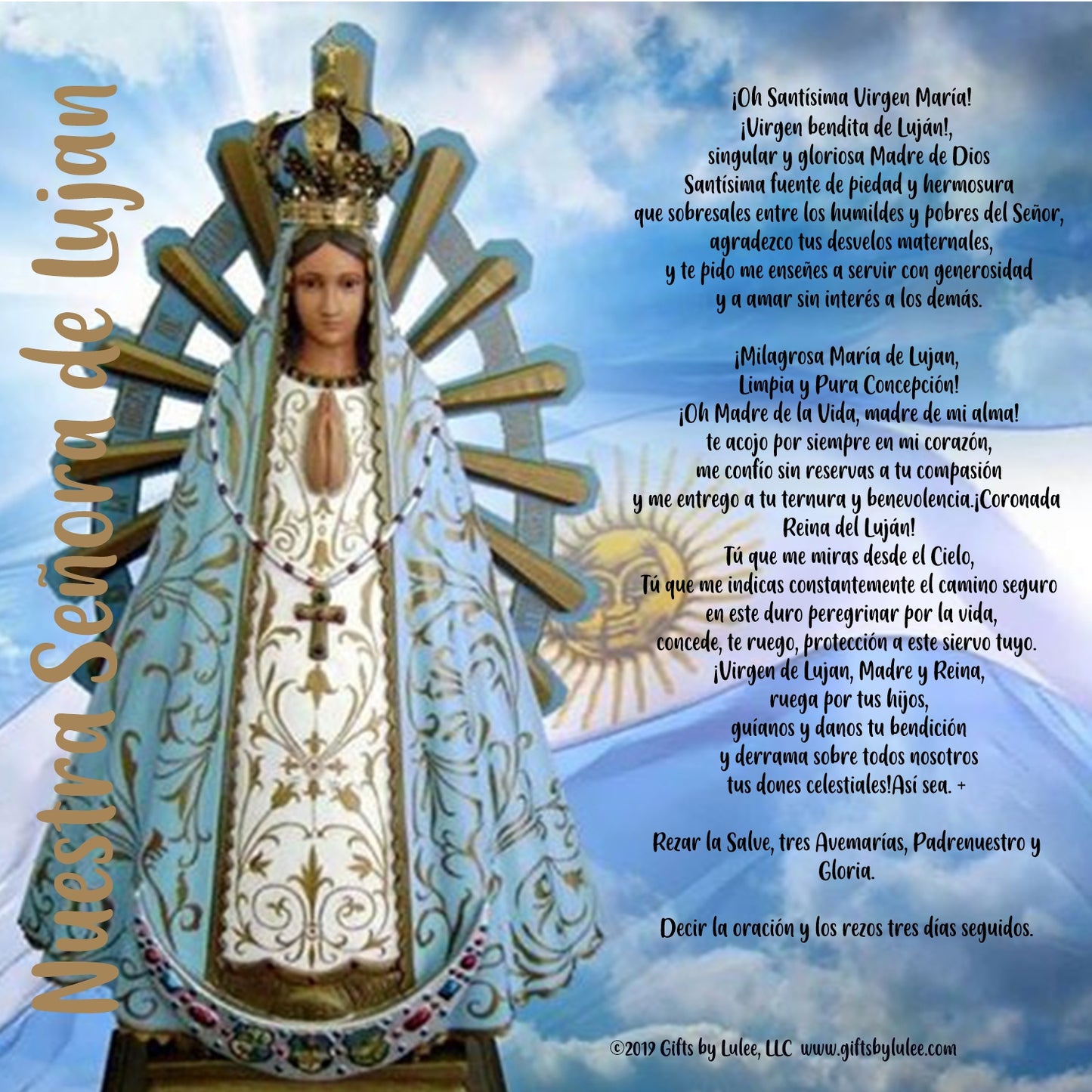 Our Lady of Luján LED Acrylic Pillar Candle with Flickering Flame Battery Operated great for places where an open flame is not allowed hospitals nursing homes dorms-Batteries included