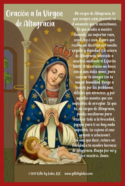 Saint Altagracia Flameless LED Acrylic Pillar Candle with Flickering Flame Battery Operated great for places where an open flame is not allowed hospitals nursing homes dorms-Batteries included