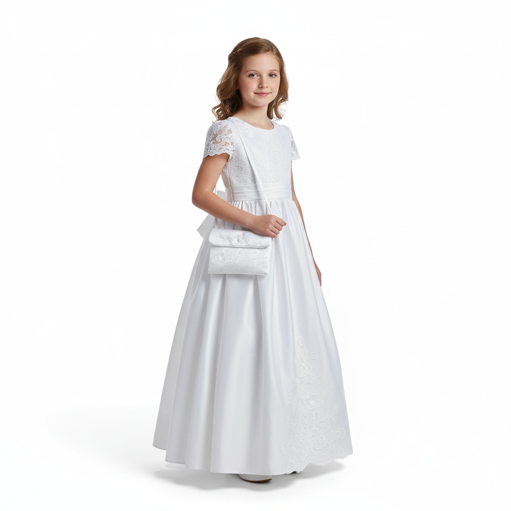 Girls White First Communion Bag – Shoulder Strap Purse for Catholic Ceremony