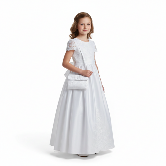 Girls White First Communion Bag – Shoulder Strap Purse for Catholic Ceremony
