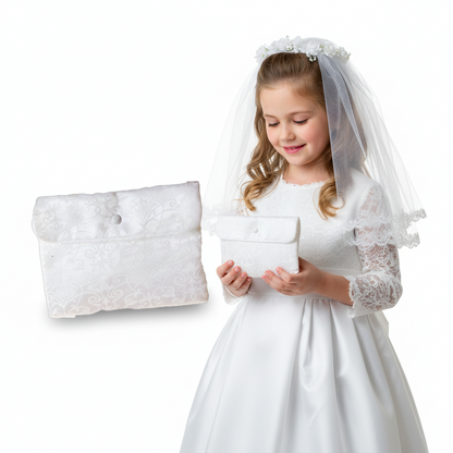 Girls White First Communion Bag – Shoulder Strap Purse for Catholic Ceremony