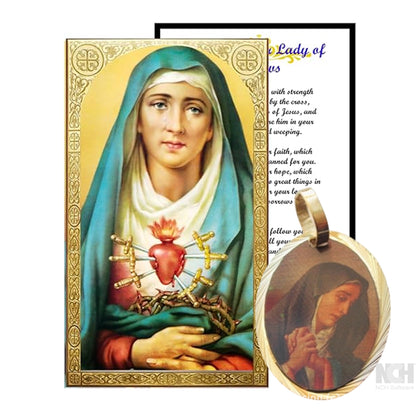 Our Lady of The Seven Sorrows 14kt Overlay Medal of - La Dolorosa Medalla