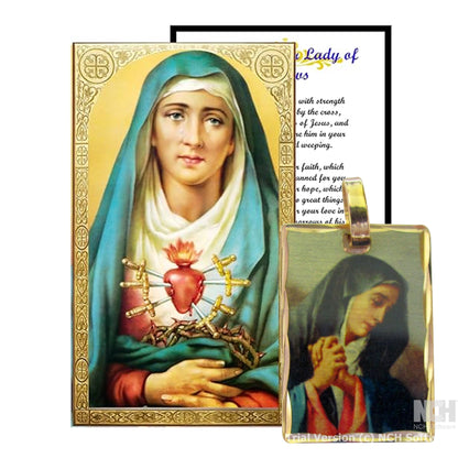 Our Lady of The Seven Sorrows 14kt Overlay Medal of - La Dolorosa Medalla