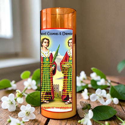 Cosme y Damián LED Acrylic Pillar Candle with Flickering Flame Battery Operated great for places where an open flame is not allowed hospitals nursing homes dorms-Batteries included