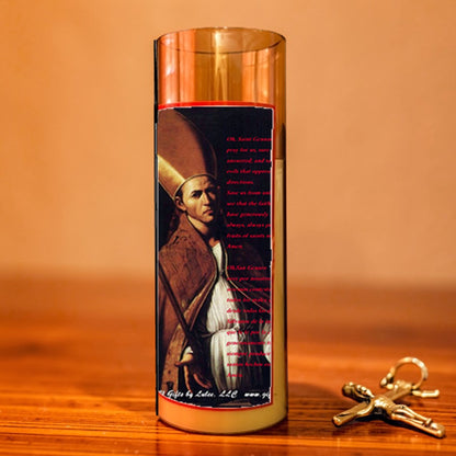 San Gennaro LED Acrylic Pillar Candle with Flickering Flame Battery Operated great for places where an open flame is not allowed hospitals nursing homes dorms-Batteries included