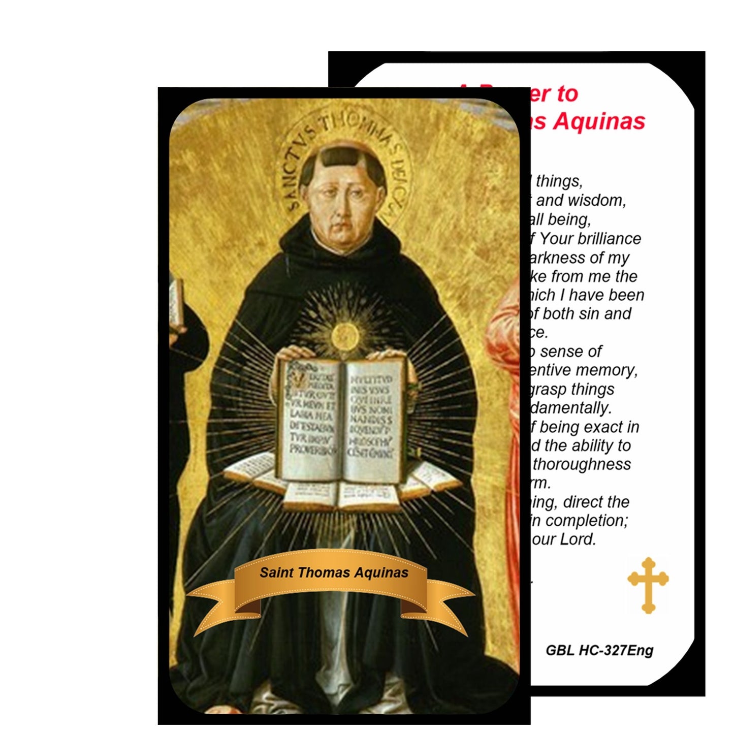 Saint Aquinas Flameless LED Acrylic Pillar Candle with Flickering Flame Battery Operated great for places where an open flame is not allowed hospitals nursing homes dorms-Batteries included