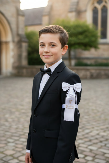 Boys First Holy First Communion Arm Bow-handkerchief -certificate Set