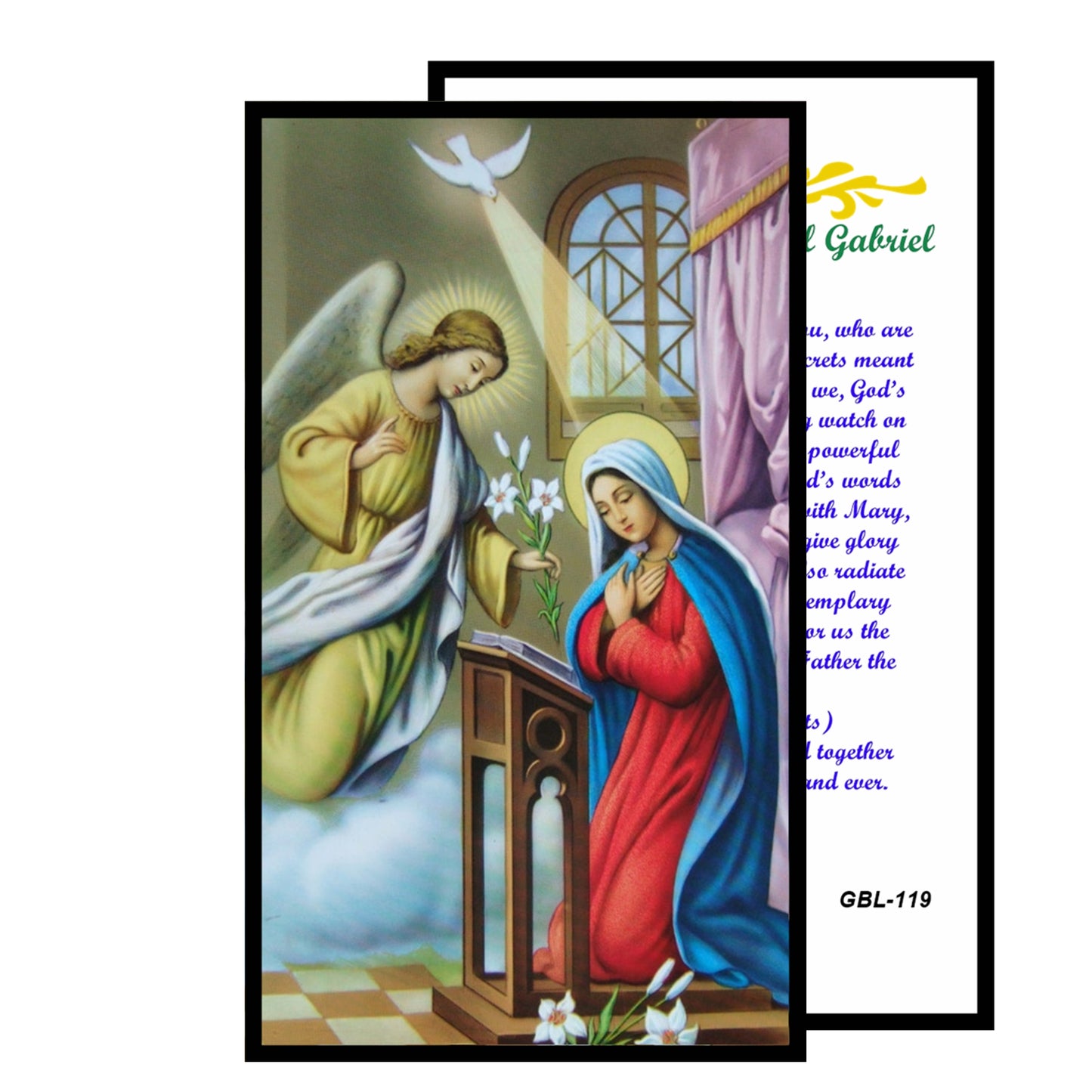 Gifts by Lulee, LLC Archangel Gabriel Arcangel Gabriel God is My Strength Dios ES mi fuerza Set of 2 Candles and Laminated Prayer Card