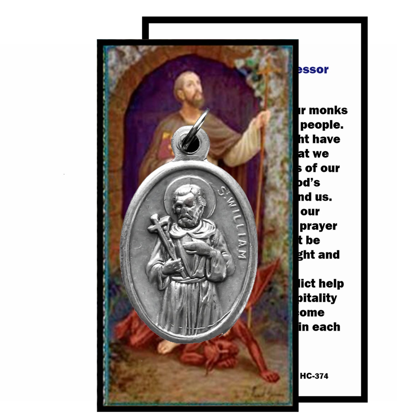 Saint William of Perth William of Rochester Scottish Saint Patron of Adopted Children Laminated Holy Card and Two Glass Candles