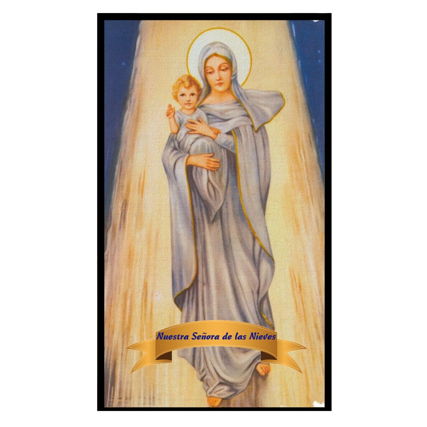 Our Lady of the Snows Patron Saint of The island of La Palma Card Medal and Chain